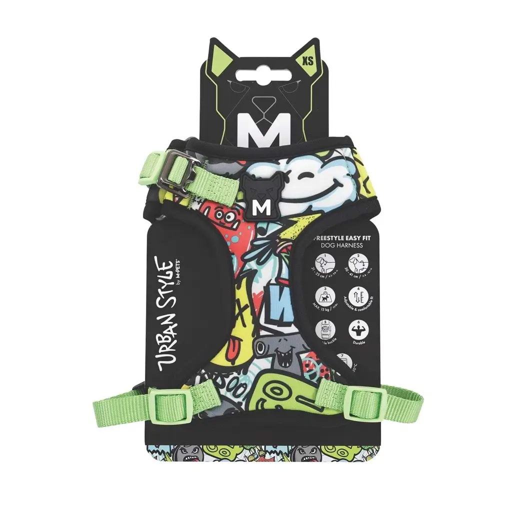 M-PETS URBAN STYLE MULTİCOLOR EASY FİT KÖPEK GÖĞÜS TASMASI (XS)
