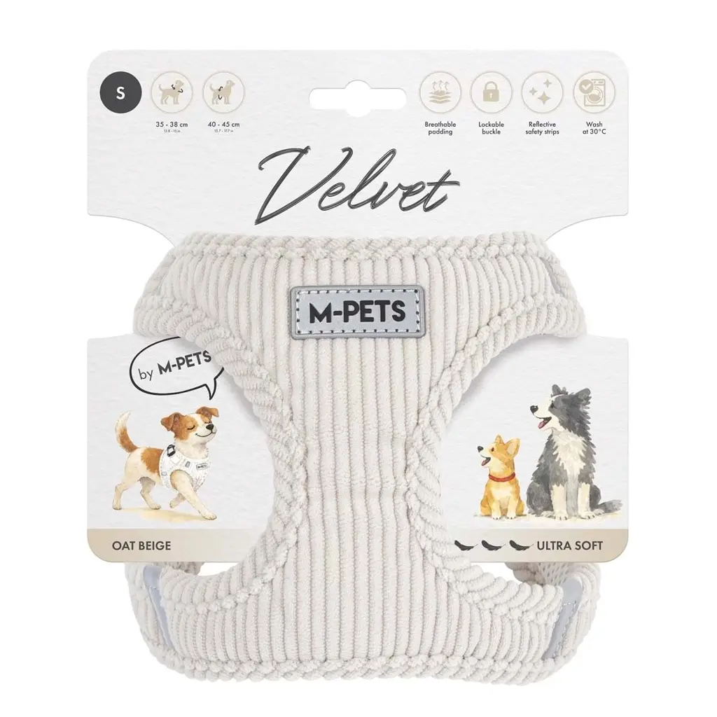 M-PETS VELVET DOG GÖĞÜS TASMASI BEJ (S)