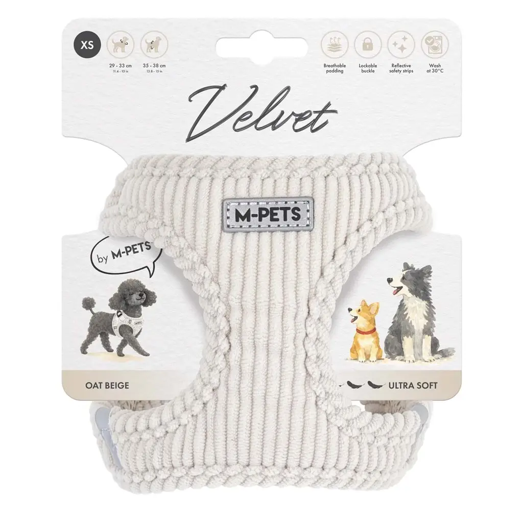 M-PETS VELVET DOG GÖĞÜS TASMASI BEJ (XS)