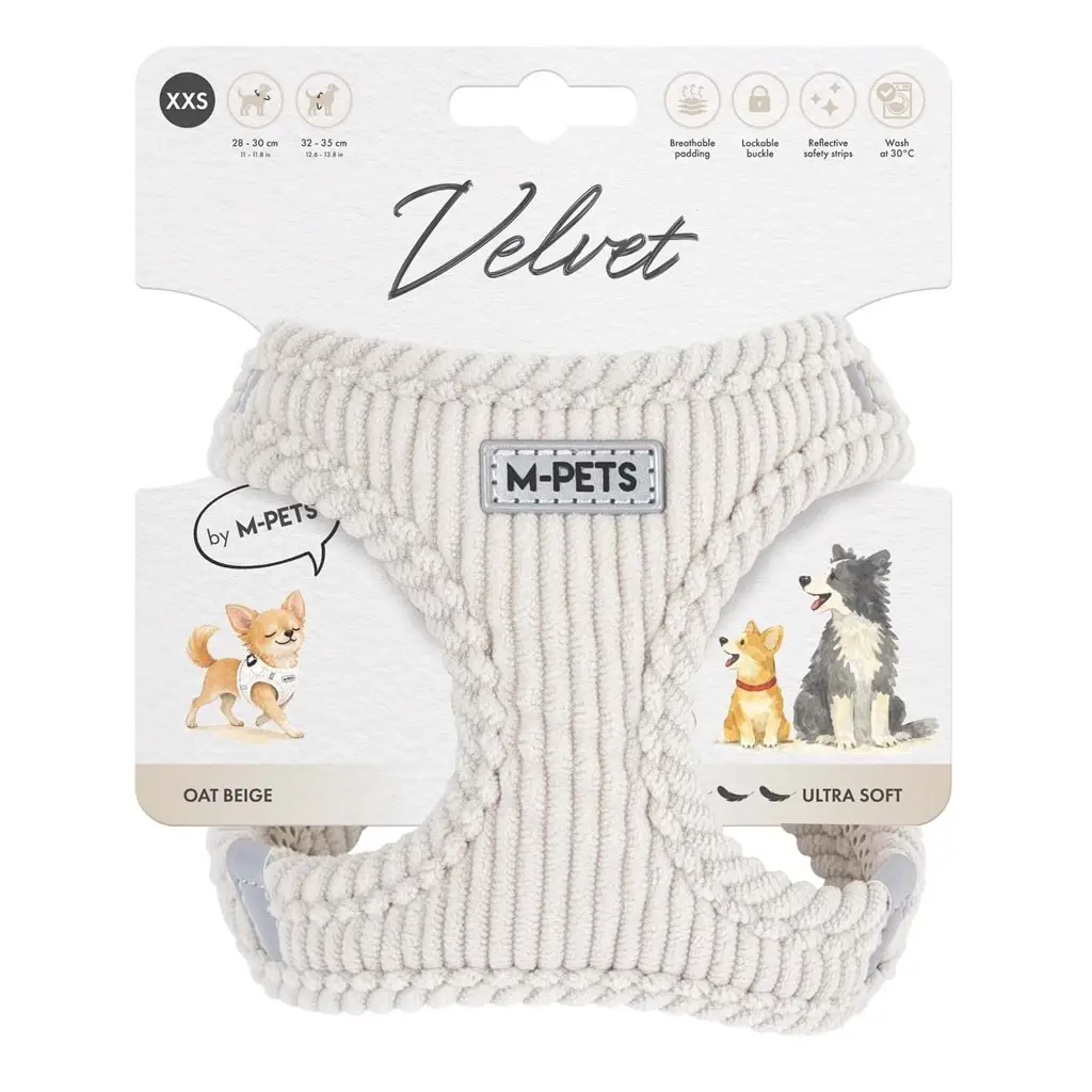 M-PETS VELVET DOG GÖĞÜS TASMASI BEJ (XXS)