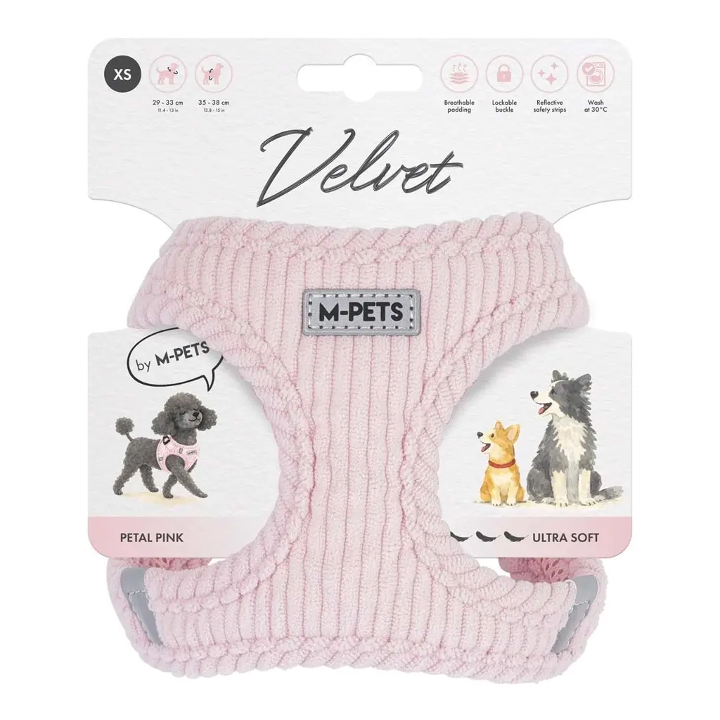 M-PETS VELVET DOG GÖĞÜS TASMASI PİNK (XS)