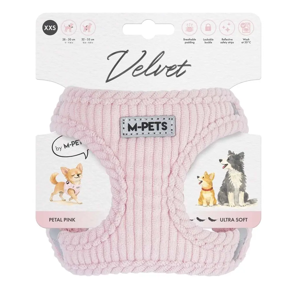 M-PETS VELVET DOG GÖĞÜS TASMASI PİNK (XXS)