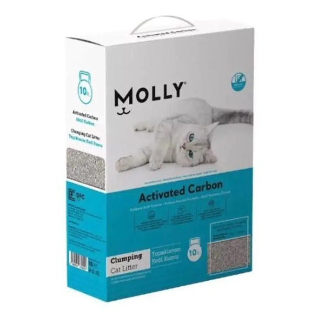 Molly Aktif Karbonlu Topaklaşan Kedi Kumu 10 LT
