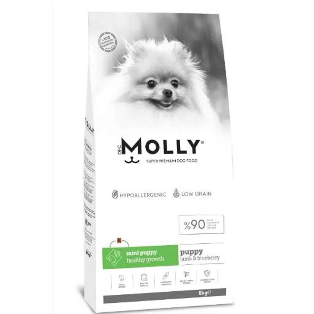 Molly Kuzulu ve Yabanmersinli Mini Irk Yavru Köpek Maması 8kg