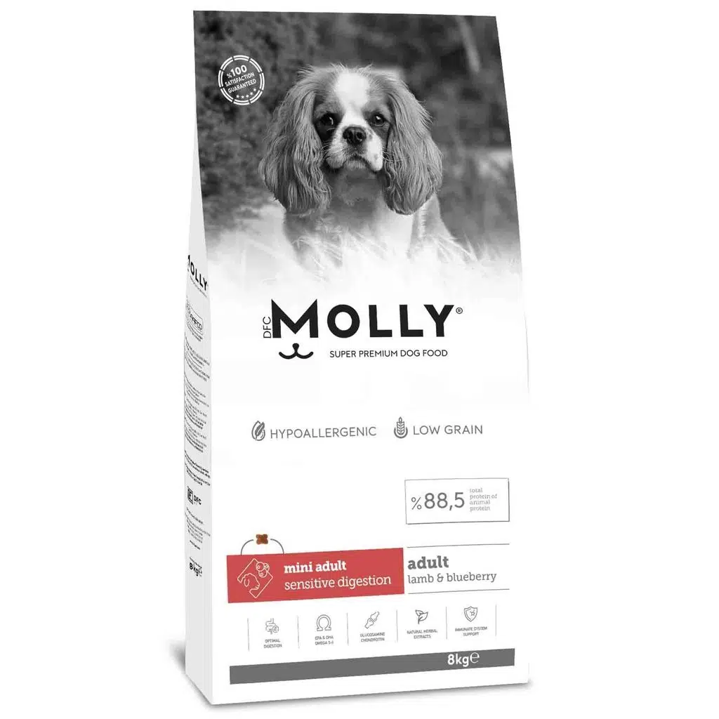 Molly Kuzulu ve Yabanmersinli Mini Irk Köpek Maması 8kg
