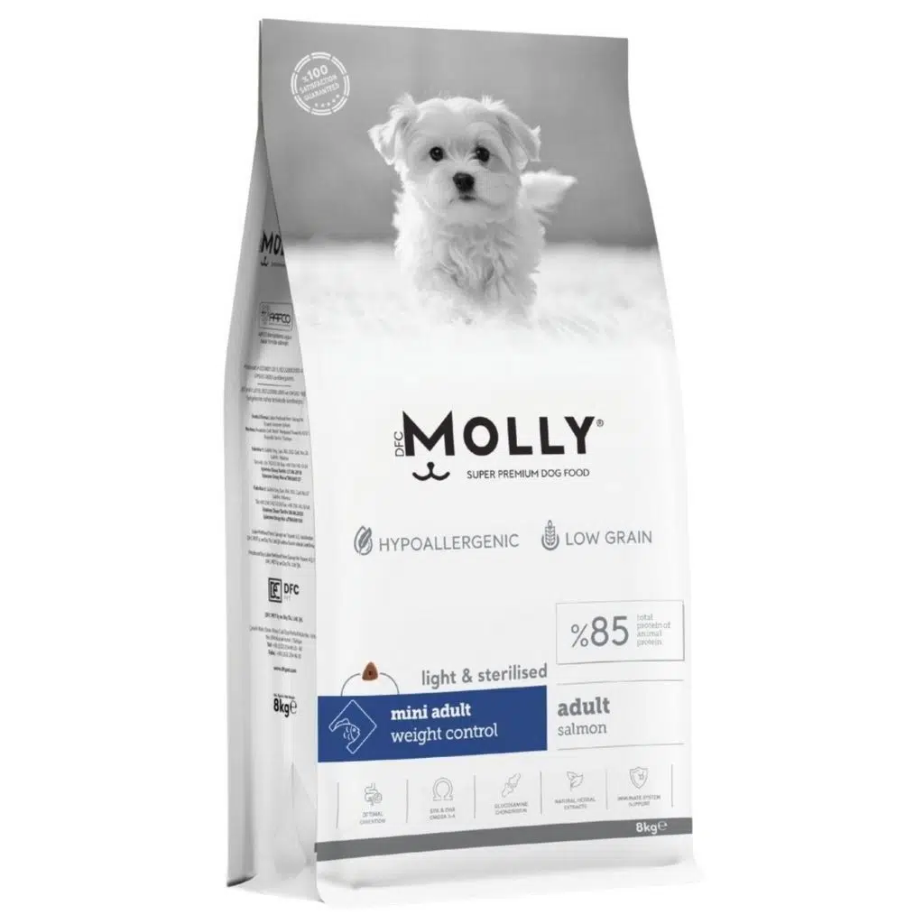 Molly Mini Irk Somonlu Kısırlaştırılmış Köpek Maması 8KG