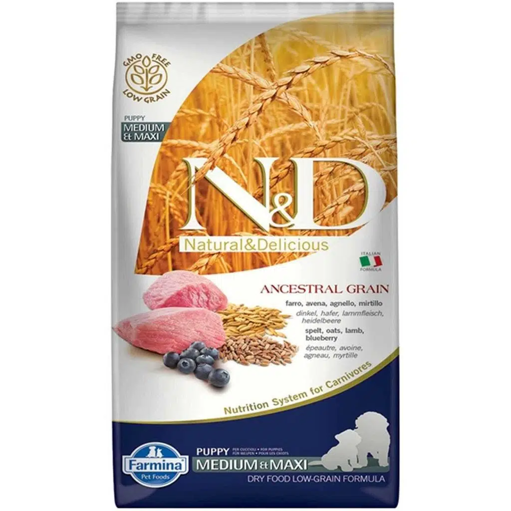 N&D Düşük Tahıllı Kuzu Etli Yaban Mersinli 12 Kg Medium Maxi Yavru Kuru Köpek Maması