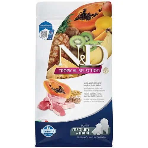 N&D Tropical Selection Kuzu Etli ve Tropikal Meyveli Orta ve Büyük Irk Yavru Köpek Maması 10 Kg