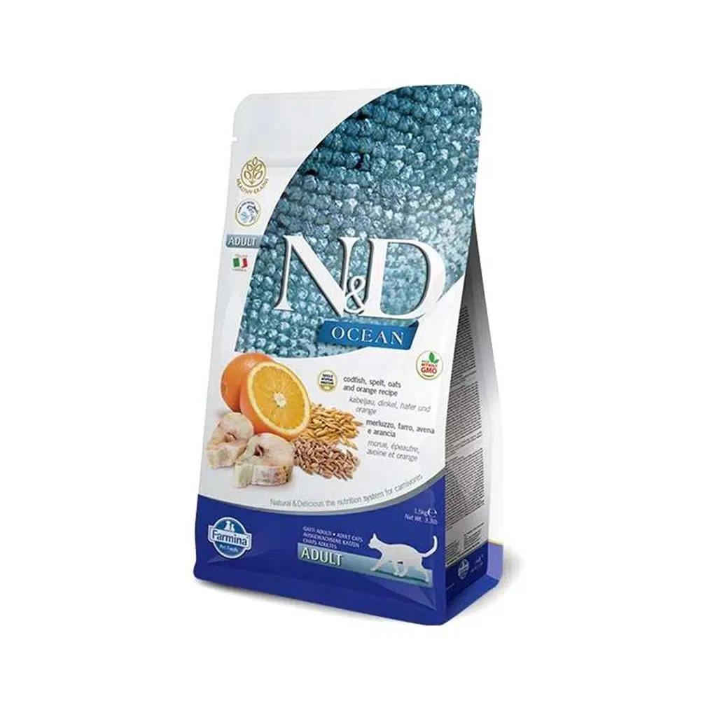 N&D Düşük Tahıllı Morina Balıklı ve Portakallı 1.5 Kg Yetişkin Kuru Kedi Maması