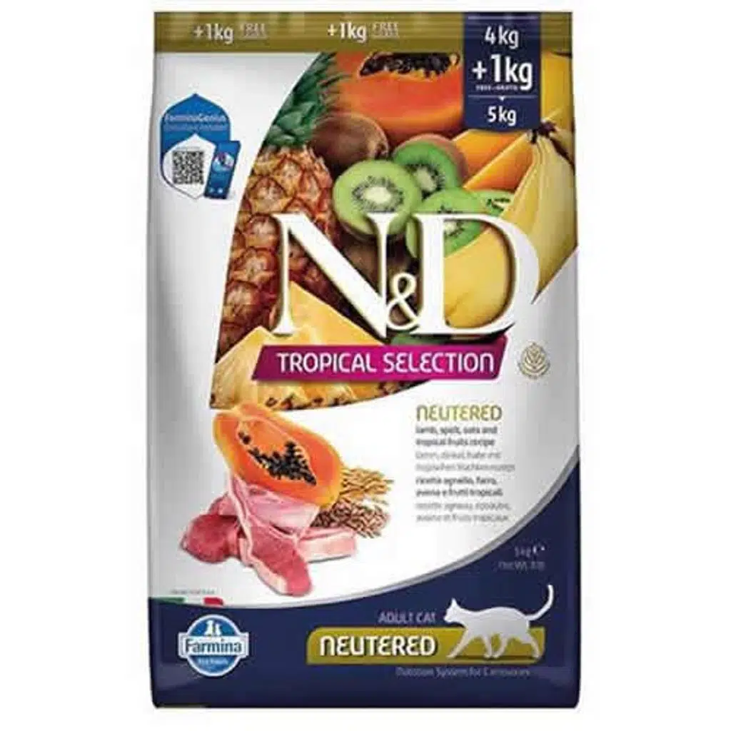 N&D Tropical Selection Kuzu Etli ve Tropikal Meyveli Kısırlaştırılmış Kedi Maması 5 Kg