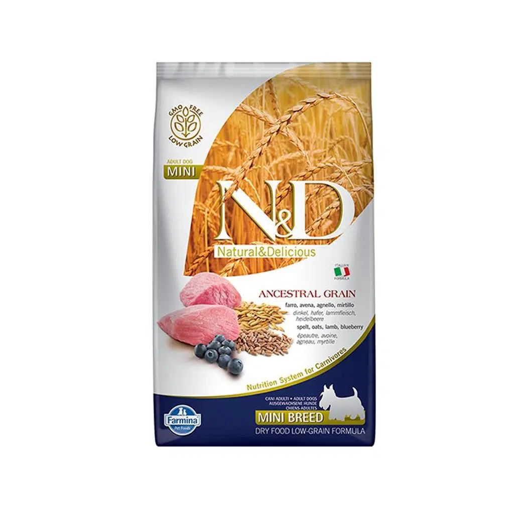 N&D Düşük Tahıllı Kuzu Etli Yaban Mersinli 2.5 Kg Mini Yetişkin Kuru Köpek Maması