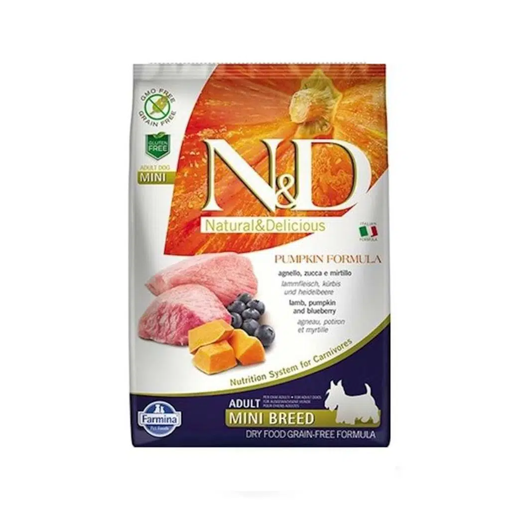 N&D Pumpkin Tahılsız Balkabaklı Kuzulu Küçük Irk Yetişkin Köpek Maması 2,5 Kg