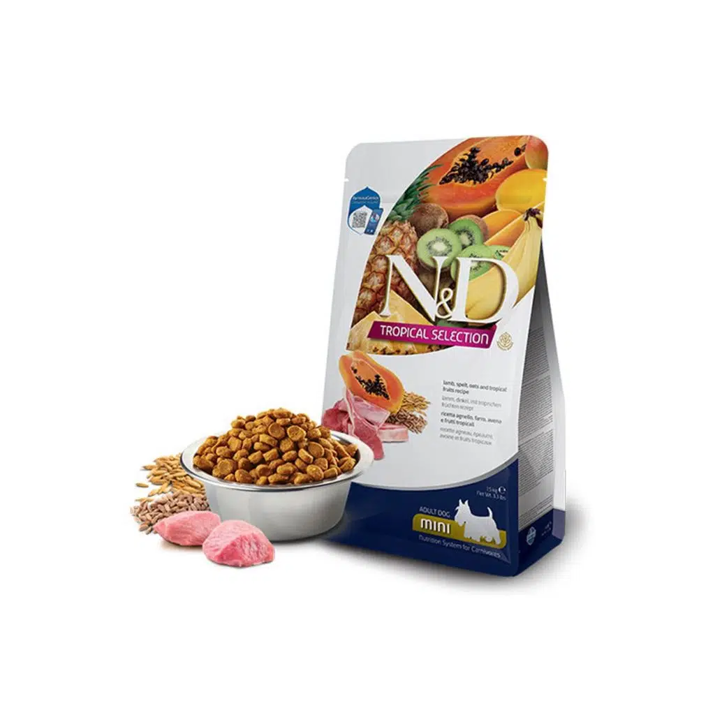 N&D Tropical Selection Kuzu Etli ve Tropikal Meyveli 5 Kg Mini Yetişkin Kuru Köpek Maması