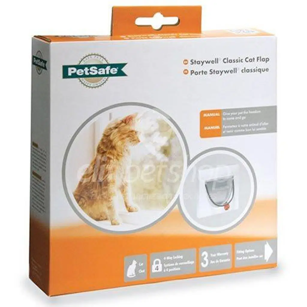 PetSafe 919 Ef Klasik Manuel 4 Yönlü Kilitli Kedi Kapısı Beyaz