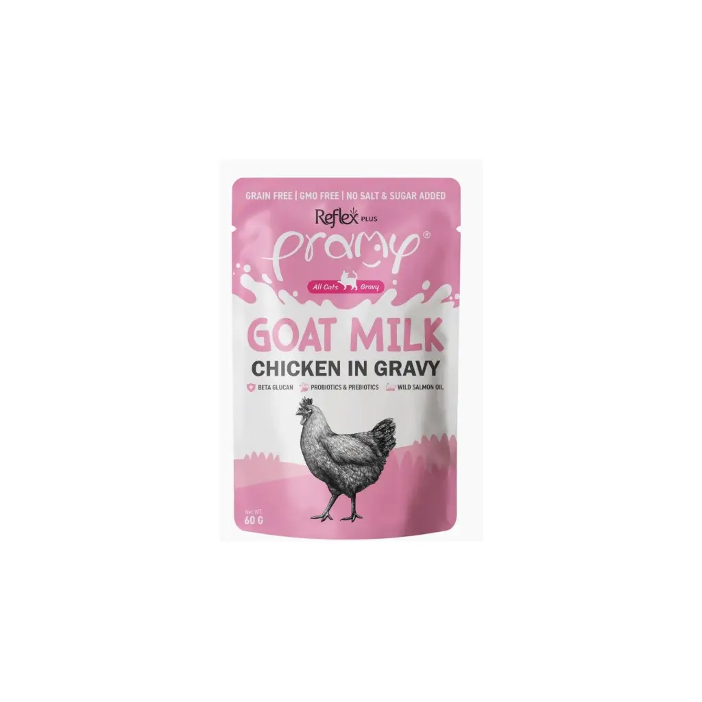 PRAMY SOS İÇİNDE KEÇİ SÜTLÜ TAVUKLU YAŞ MAMA 60 GR