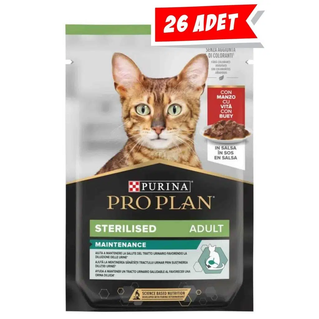 Pro Plan Sterilised Pouch Sığır Etli Kısırlaştırılmış Kedi Konservesi 26 Adet 85 Gr
