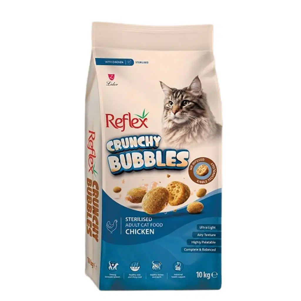 Refle Crunchy Bubbles Kısırlaştırılmış Tavuklu Kedi Maması 10 kg