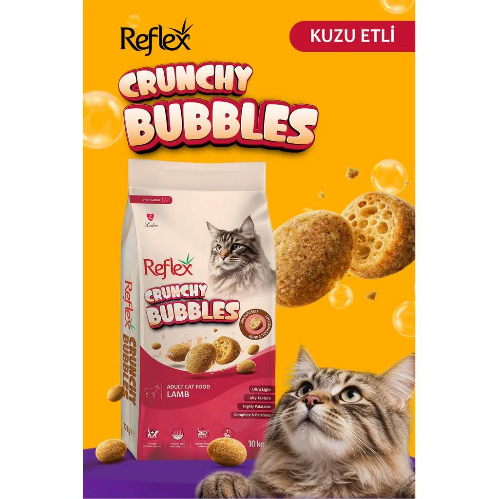 Reflex Crunchy Bubbles Kuzu Etli Kedi Maması 10 kg