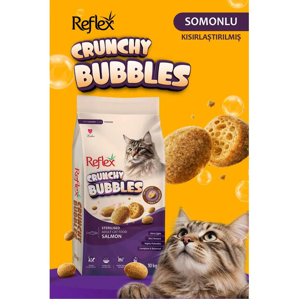 Reflex Crunchy Bubbles Somonlu Kısırlaştırılmiş Tavuklu Kedi Maması 10 kg