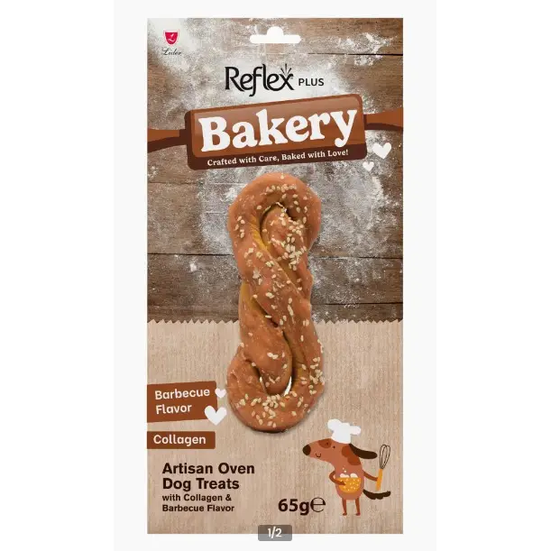 Reflex Plus Bakery Barbekü Aromalı Düğümlü Burgu Ekmek Çiğnemelik Köpek Ödül Maması 65gr