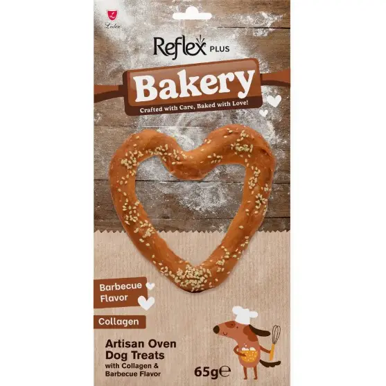 Reflex Plus Bakery Barbekü Aromalı Kalp Ekmek Çiğnemelik Köpek Ödül Maması 75gr