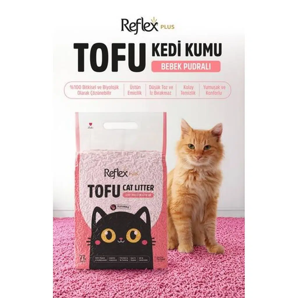 Reflex Plus Bebek Pudralı Tofu Kedi Kumu 2,8 kg 7lt