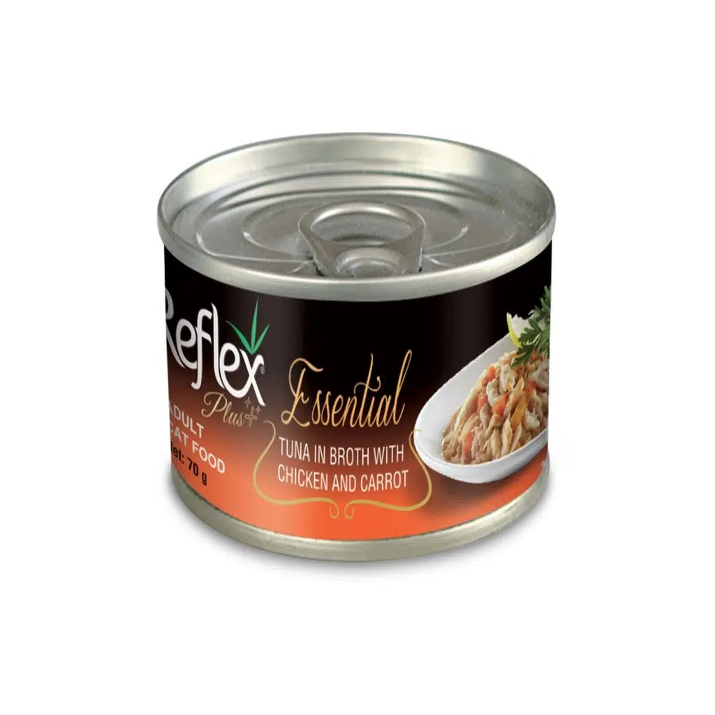Reflex Plus Essential Tavuk Eti/Ton Balıgı/Havuç Et Suyunda 70 Gr