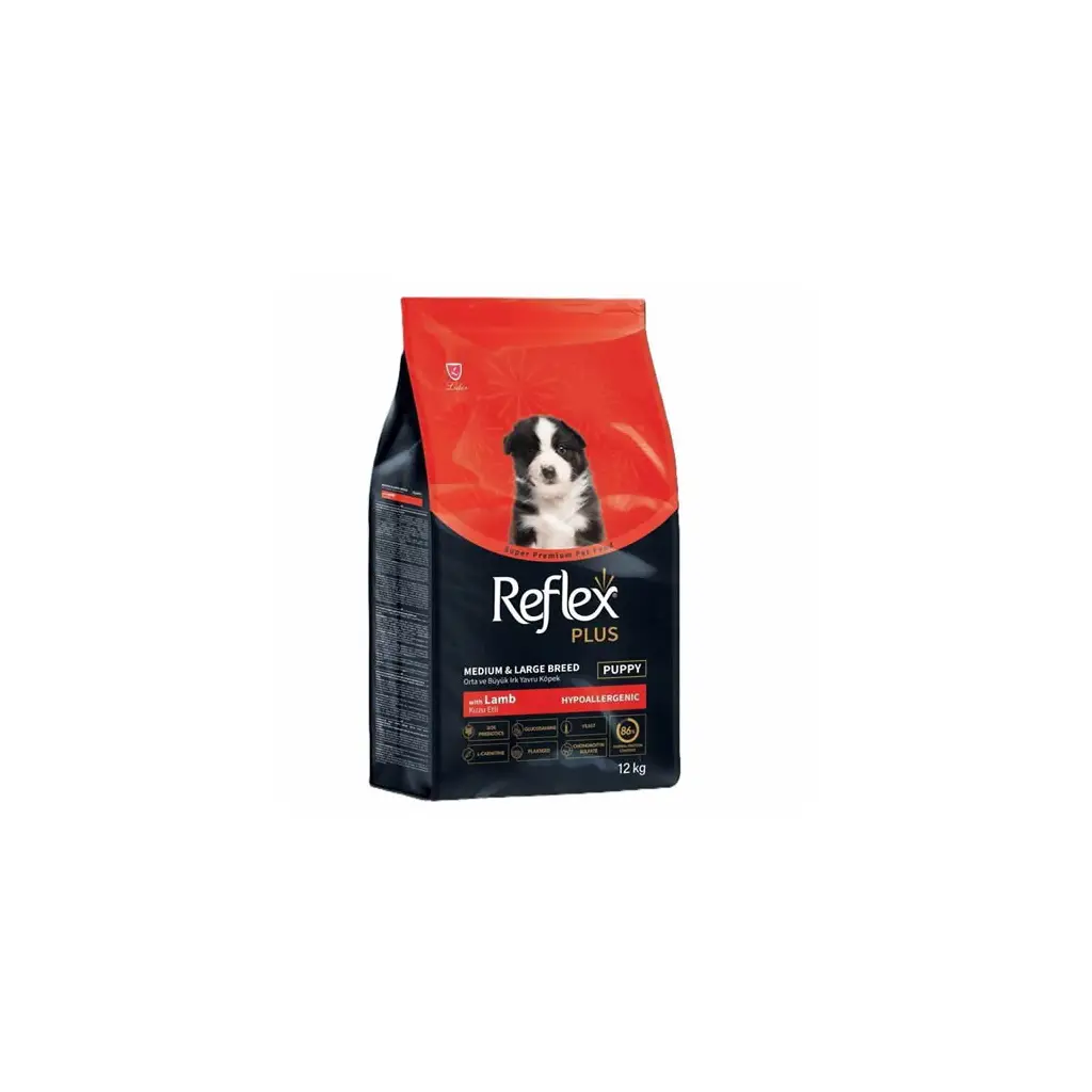Reflex Plus Orta ve Büyük Irk Kuzu Etli Yavru Köpek Maması 12kg