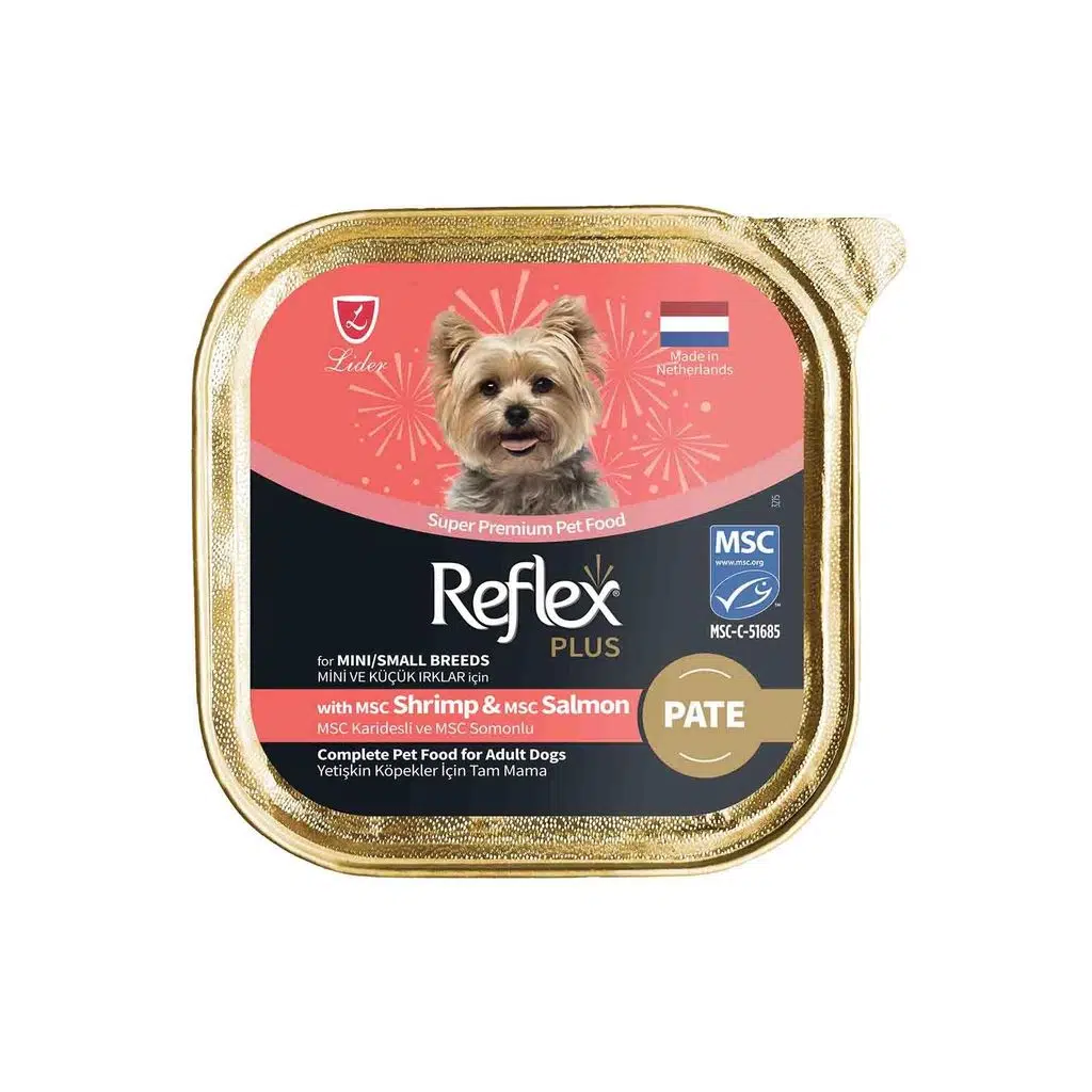Reflex Plus Pate Karidesli Ve Somonlu Mini Ve Küçük Irklar İçin Yavru Köpek Konservesi 85 GR