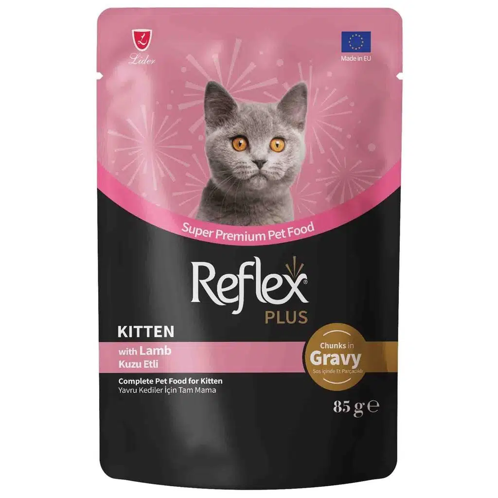 Reflex Plus Sos İçinde Et Parçacıklı Kuzu Etli Yavru Kedi Konservesi 85gr