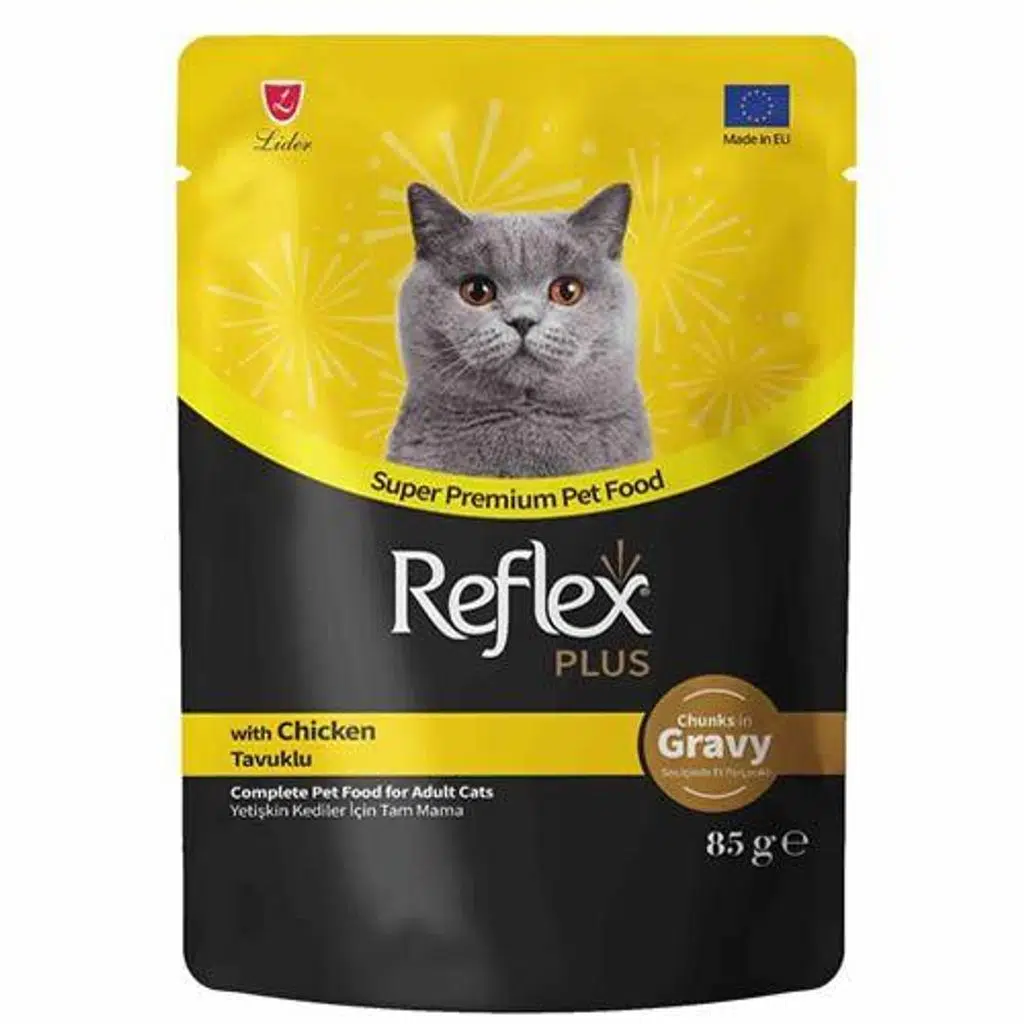 Reflex Plus Sos İçinde Et Parçacıklı Tavuklu Yetişkin Kedi Konservesi 85gr