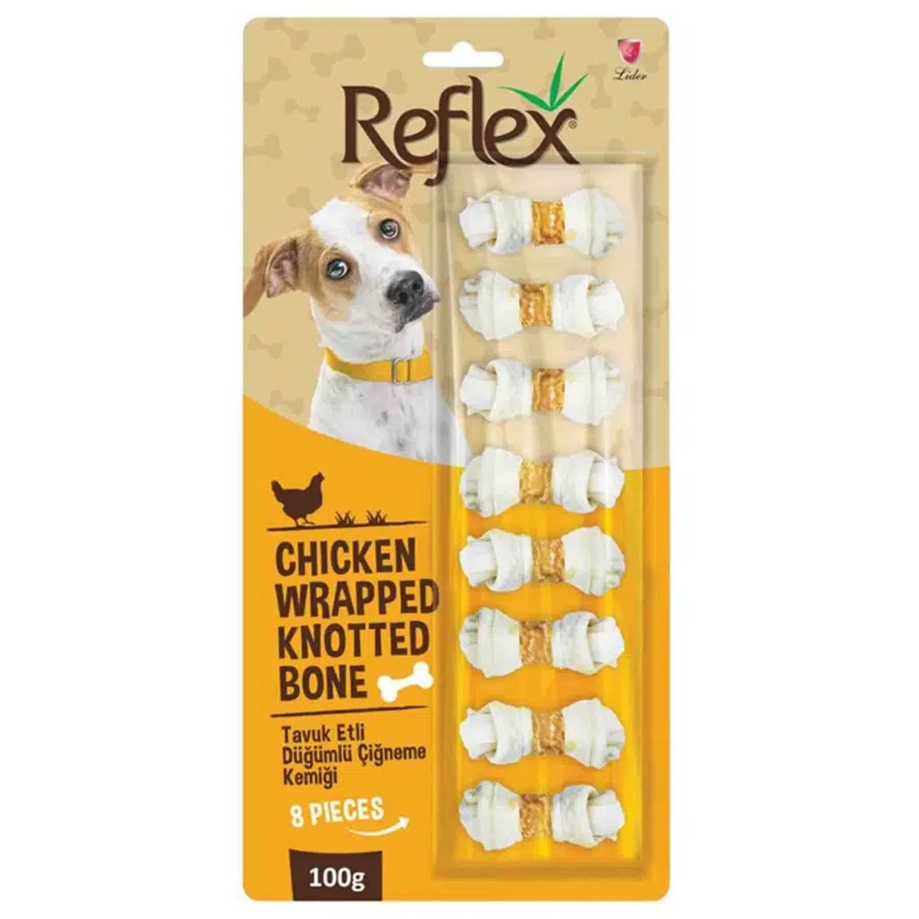 Reflex Tavuk Etli Düğümlü 8li Köpek Ödül Kemiği 100 Gr