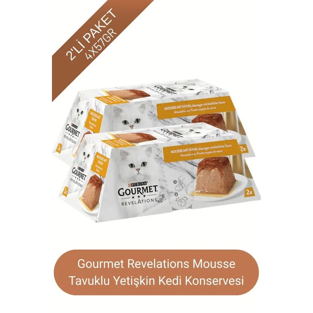 Revelations Mousse Tavuklu Sosla Kaplı Lezzet Kedi Ödül Yaşmama 2x57 Gr 114 Gr X 2 Paket
