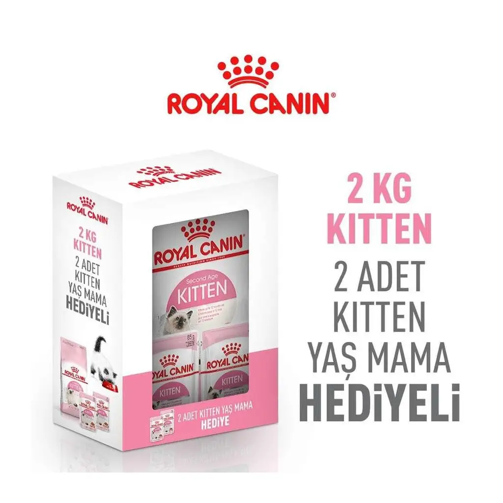 Royal Canin BOX Kitten Yavru Kedi Maması 2 Kg +2 Adet Royal Canin Kitten 85 Gr Yaş Mama