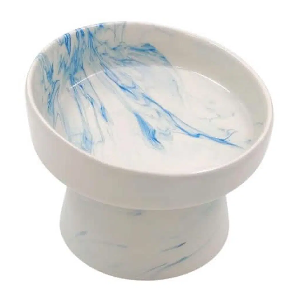 Seramik Yüksek Ayaklı Mama Kabı Mavi