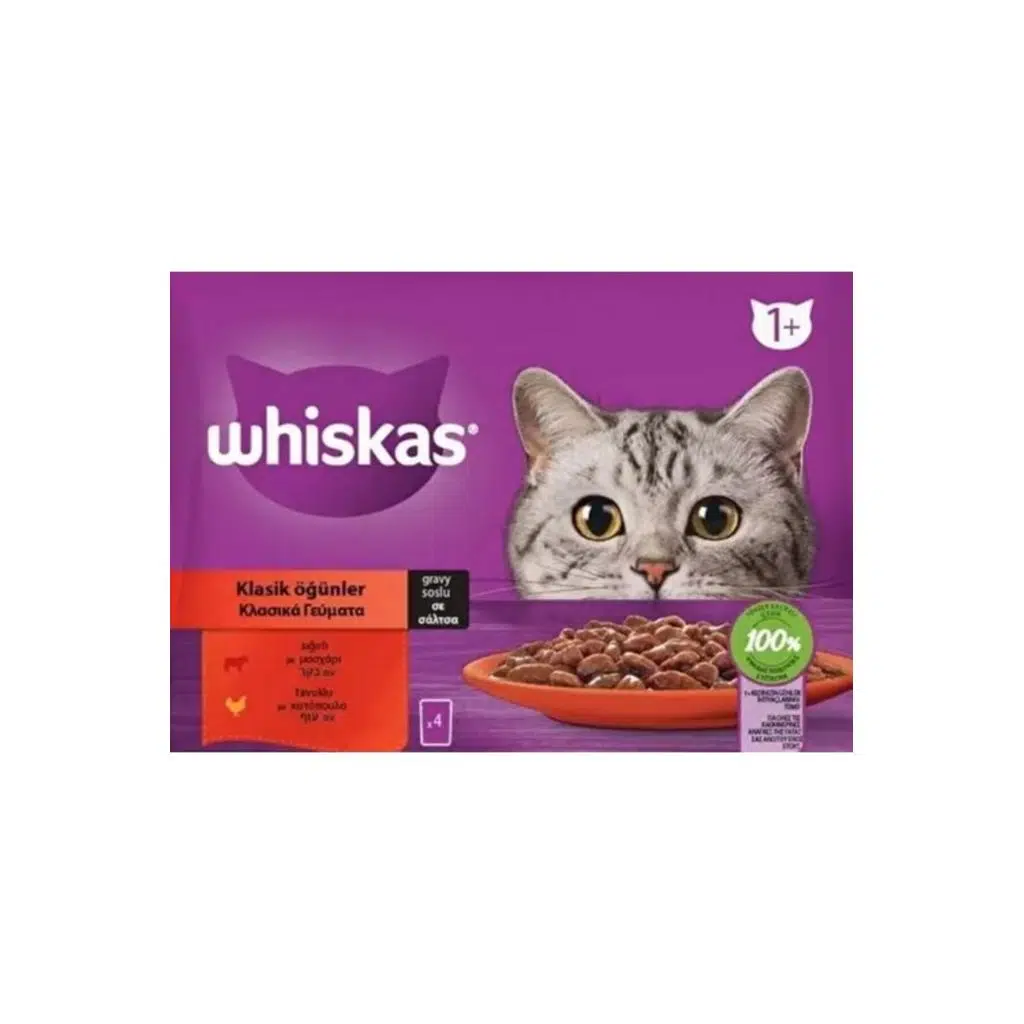 Sığırlı Ve Tavuklu Yetişkin Kedi Yaş Maması 4x85 gr (13 PAKET,52 ADET TEKLİ)