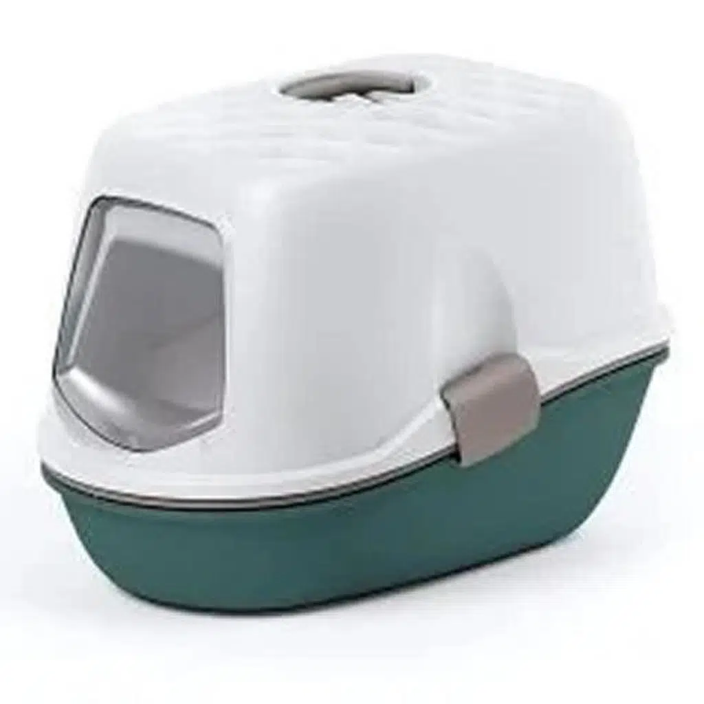 Stefanplast Furba Top Chic Kapalı Elekli Kedi Tuvaleti Yeşil/Beyaz