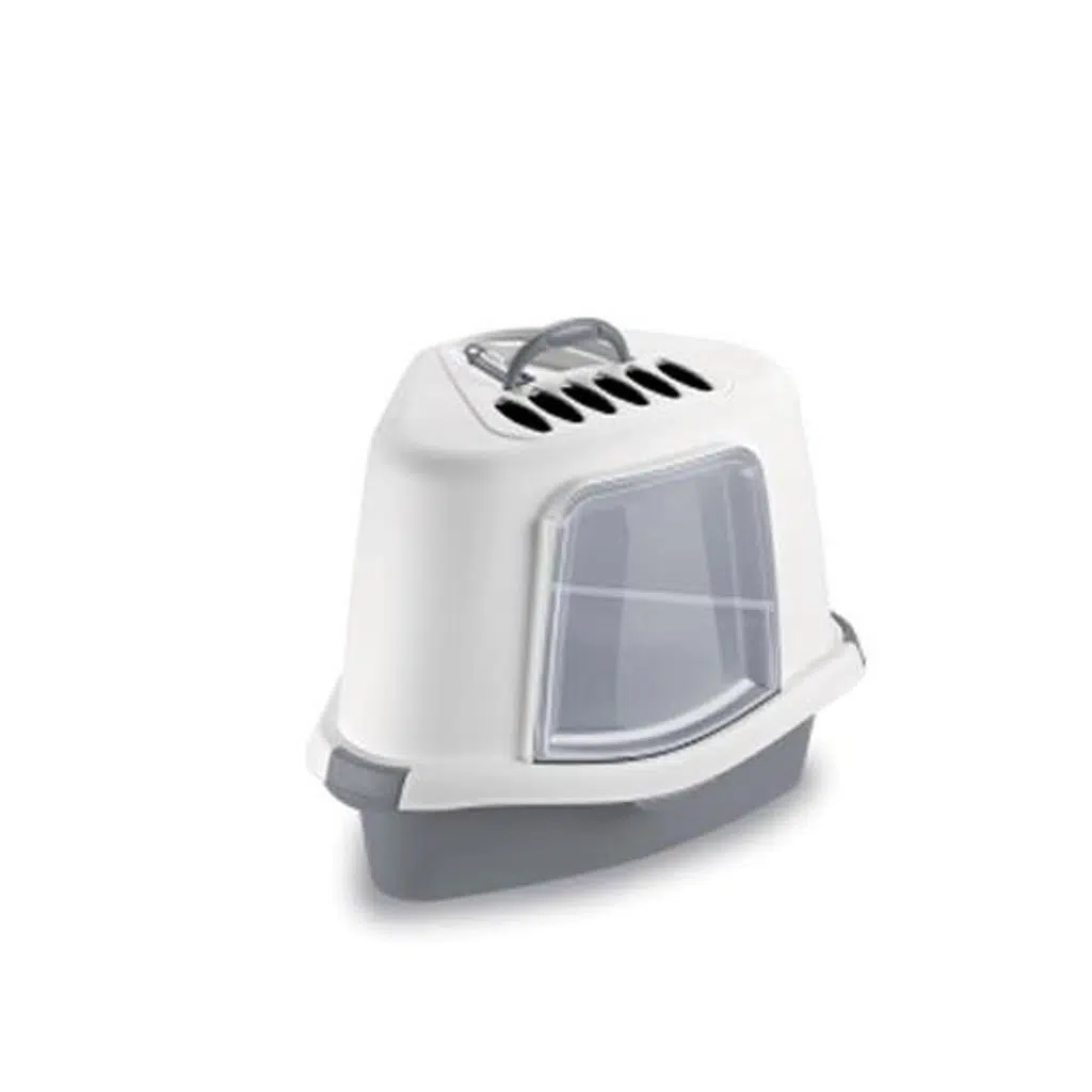 Stefanplast Sprint Corner Plus Beyaz Gri Kapalı Kedi Tuvaleti