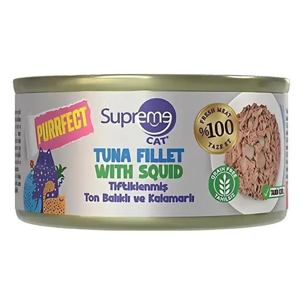 Supreme Cat Tiftiklenmiş Ton Balıklı ve Kalamarlı Kedi Konservesi 70gr