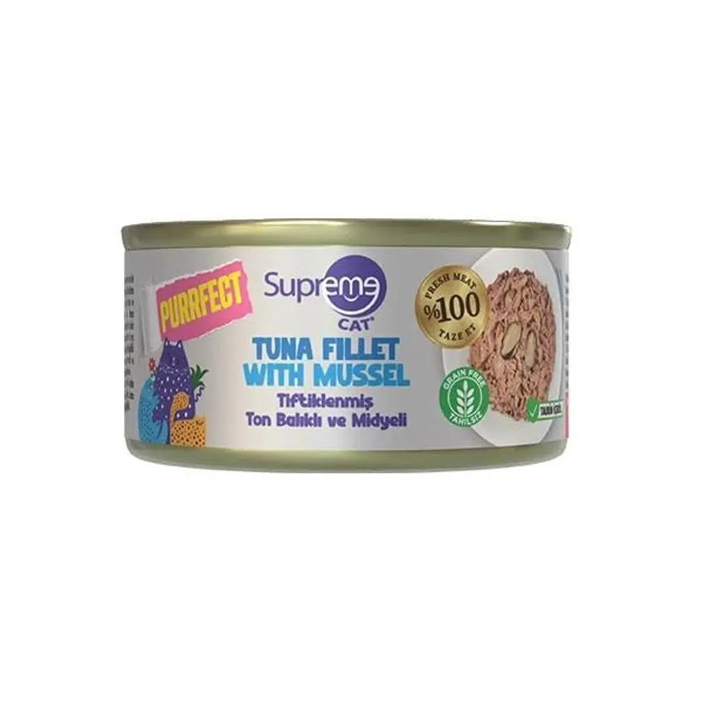 Supreme Cat Tiftiklenmiş Ton Balıklı ve Midyeli Kedi Maması 70gr