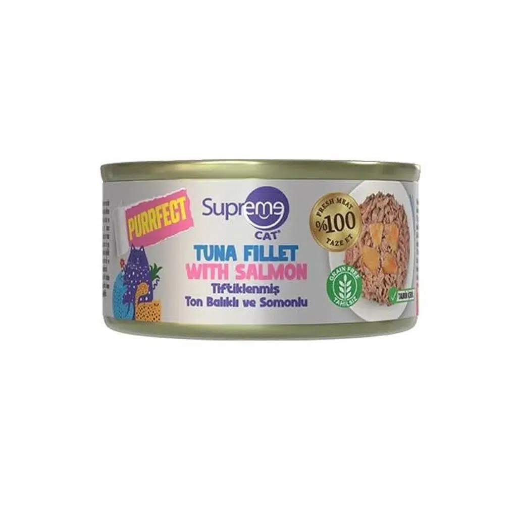 Supreme Cat Tiftiklenmiş Ton Balıklı ve Somonlu Kedi Konservesi 70gr