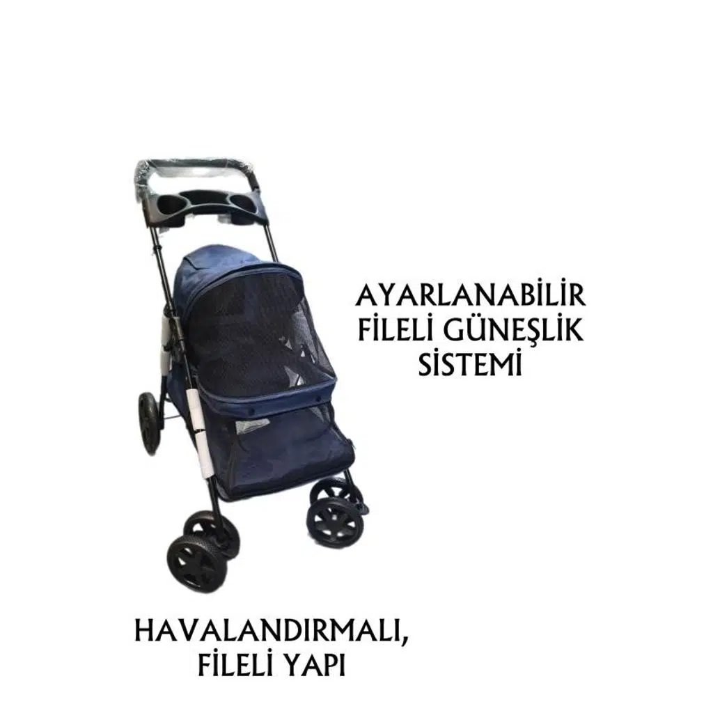 Tommy Evcil Hayvan Arabası 74,5x46,5x97,5cm Lacivert Max 15kg