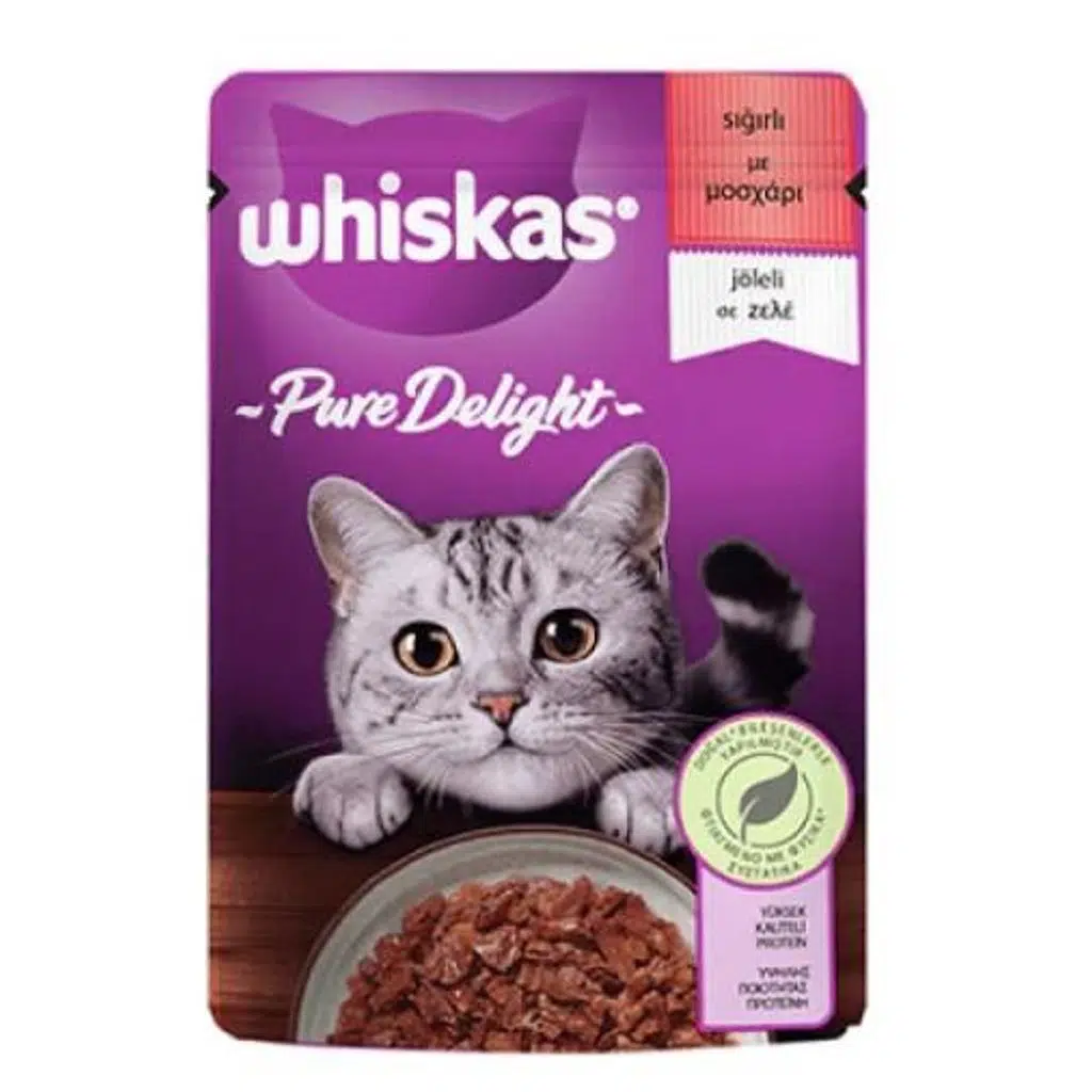 Whiskas Pouch Pure Delight Jöle İçinde Sığır Etli Kedi Konservesi 85gr