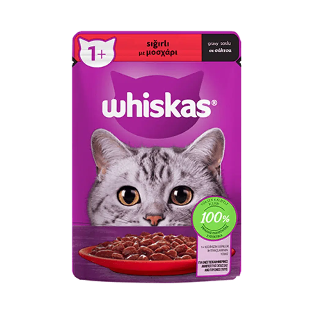 Whiskas Pouch Sos İçinde Sığır Etli Kedi Konservesi 85gr
