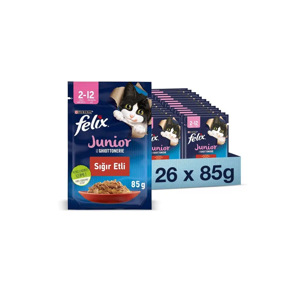 Felix Yavru Sığıretli Yaş Kedi Maması 26 Adet X 85 Gr. ( Yeni Paket)