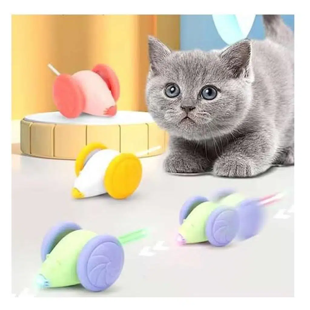 Fare Şeklinde Şarjlı Hareketli Kedi Oyuncağı 9cm