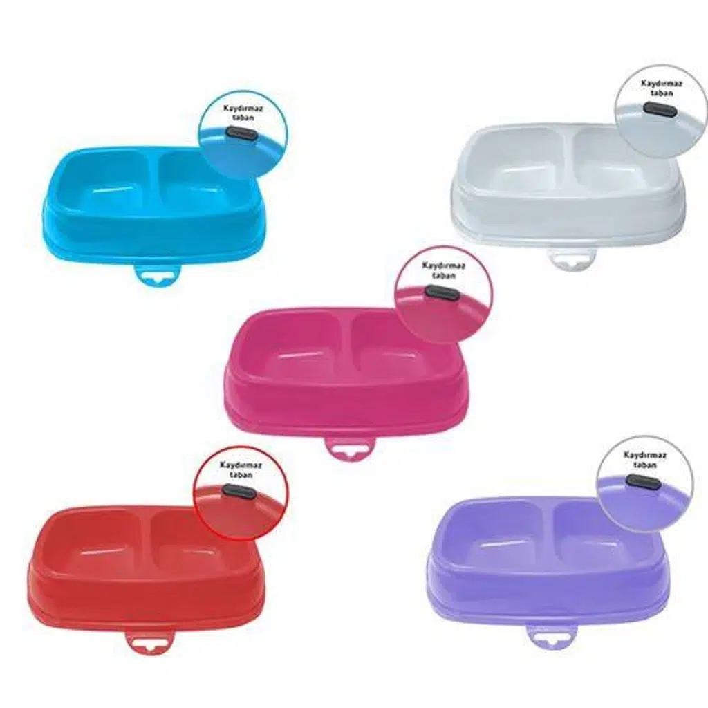 Zampa İkili Plastik Büyük Mama Kabı 16,5 x 27 x 6,5 cm