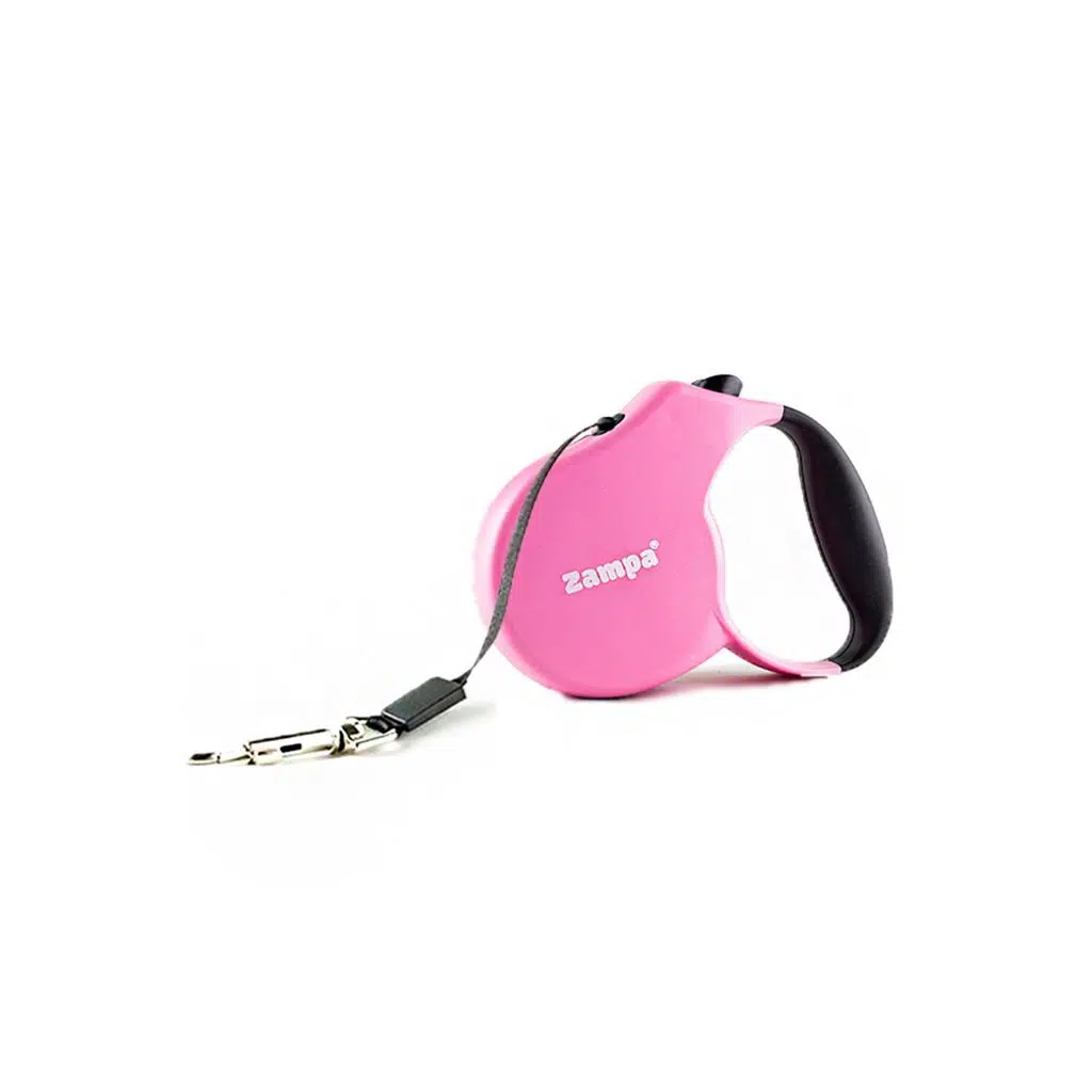 Zampa Loja Şerit Otomatik Köpek Gezdirme Tasması, 5m, M Pink
