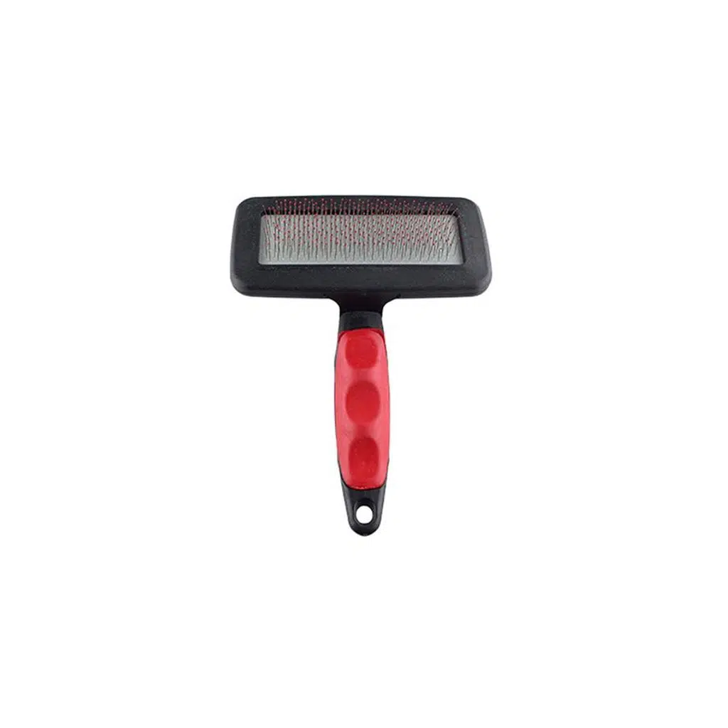Zampa Slikon Top Başlıklı Kedi/Köpek Tarak L 16x12cm, Kırmızı