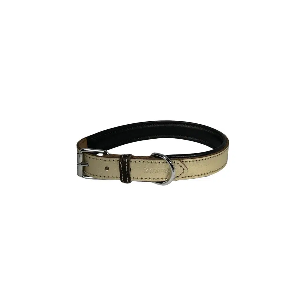 Zampa Yumuşak Dokulu Gerçek Deri Soho Köpek Boyun Tasması 2,5x47 cm GOLD